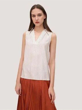 Lily Silk - Women's Graceful Pinstriped Silk Violet Top